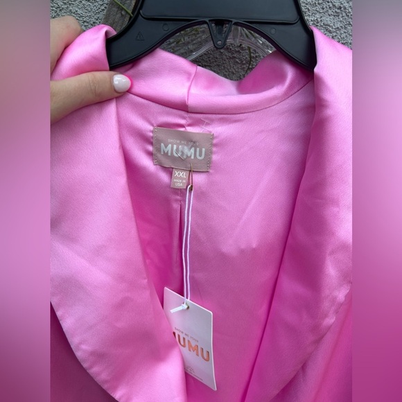 Show Me Your Mumu Felix Blazer + Irwin Pants Pink Luxe Satin New with Tags! - Picture 7 of 11